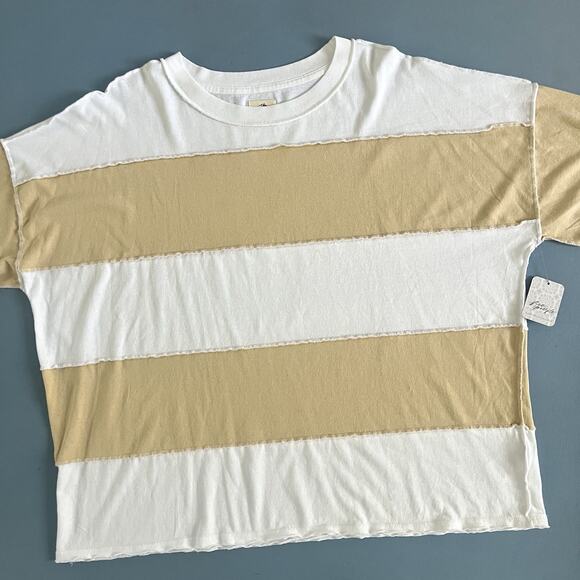 NWT Free People We The Free Maddie Ivory Combo Oversized T-Shirt - Picture 5 of 8